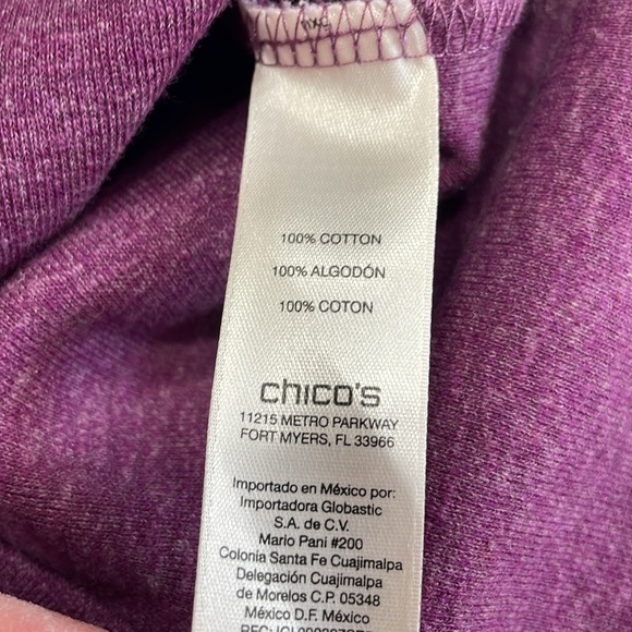 Chico’s Ultimate Tee, V-Neck, Size 2 (10/12) Violet, 3/4 sleeve. - Picture 6 of 7